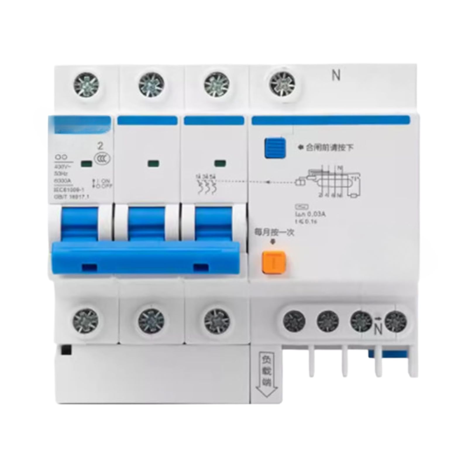 Disjoncteur 2P 63A et triphasé 3P N 80A pour tableau électrique