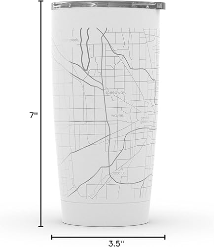 Vista 147 de Well Told Vaso de café aislado con diseño de mapa de Nueva York grabado, taza de acero inoxidable grabada (20 onzas, negro) con aislamiento de mapa