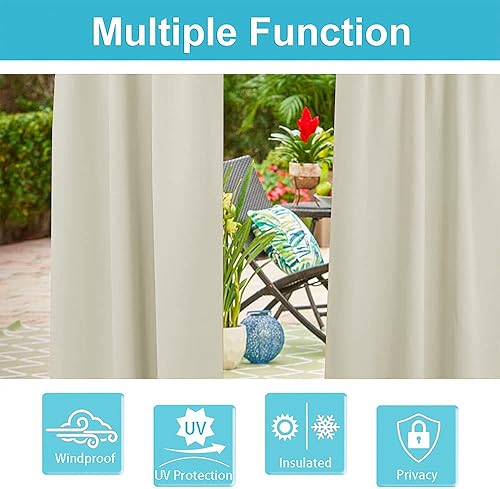 Miniatura 6 de RYB HOME Cortinas resistentes al viento para exteriores, cortinas opacas impermeables con aislamiento térmico para patio, porche, glorieta, pérgola,