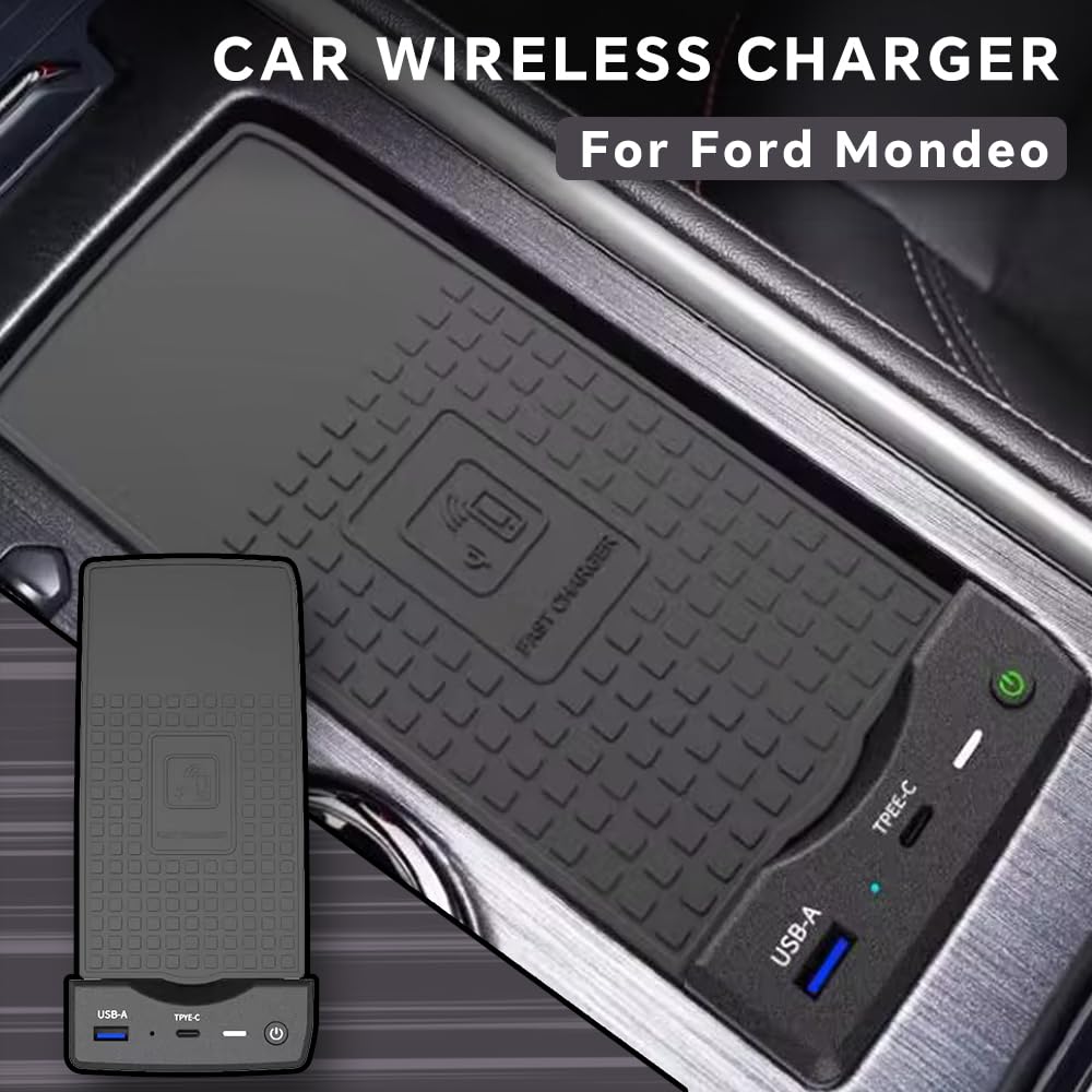 Chargement sans fil de voiture adapté for Ford Mondeo Evos 2022 – 2024, support de téléphone portable, prise de Charge rapide, accessoires d'intérieur, garniture