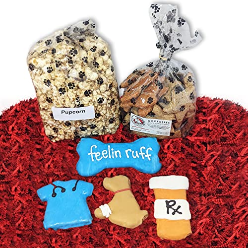 Woofables Get Well Dog Gift Box with Treats & Pupcorn