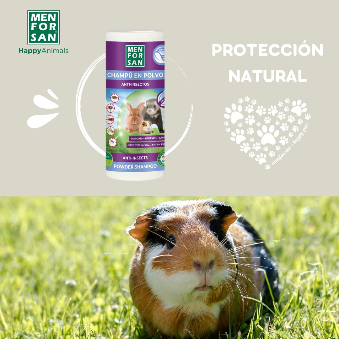 MENFORSAN Shampooing Répulsif en Poudre pour Rongeurs 250gr, Nettoyage à Sec Vegan