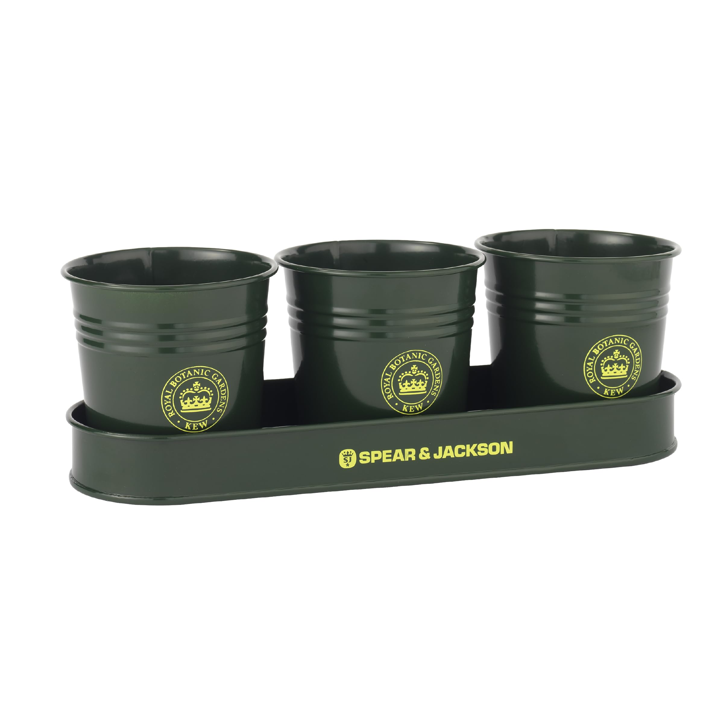 Spear & Jackson Kew Gardens Urban Oasis Collection 3PPKEWG 3 Pot Planter Set with Drip Tray for Herbs, Bulbs, Seeds & Seedlings
