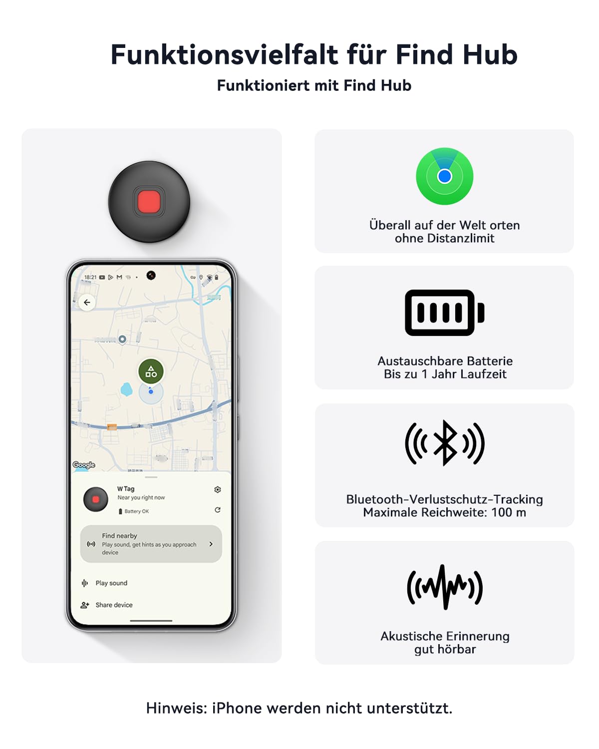 Hund GPS Tracker für Android ohne ABO, Hundetracker Katzentracker für Halsband, Android Smart Tag kompatibel mit Google Find Hub, Wasserdicht Tracking Standort von Haustieren (2 Pack)