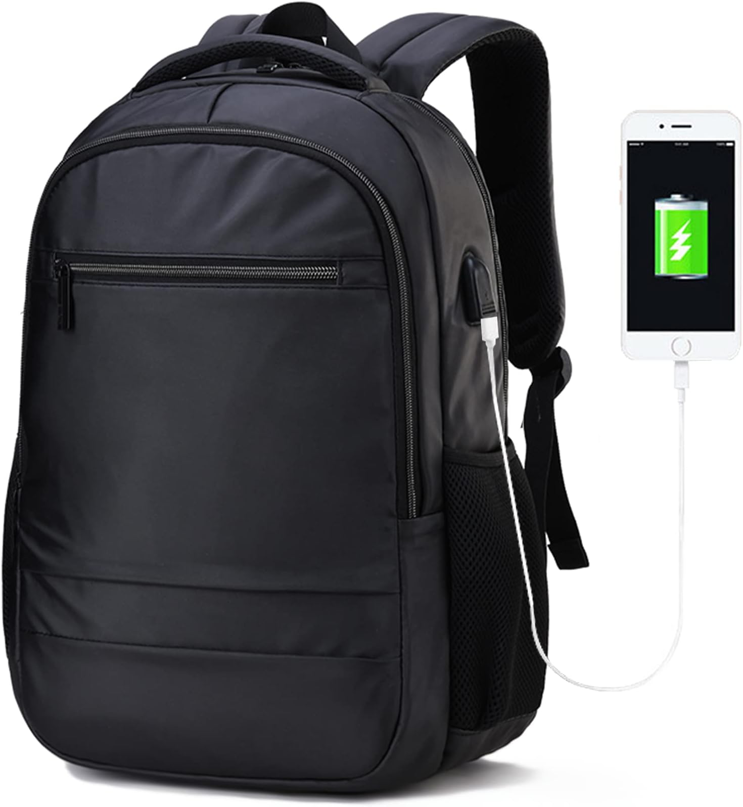 VaupanLaptop Backpack, Business Travel Backpack with USB Charging Port, Durable Water Resistant College School Bookbag Computer Bag Gifts for Men & Women Fits 15.6 Inch Notebook (Black)