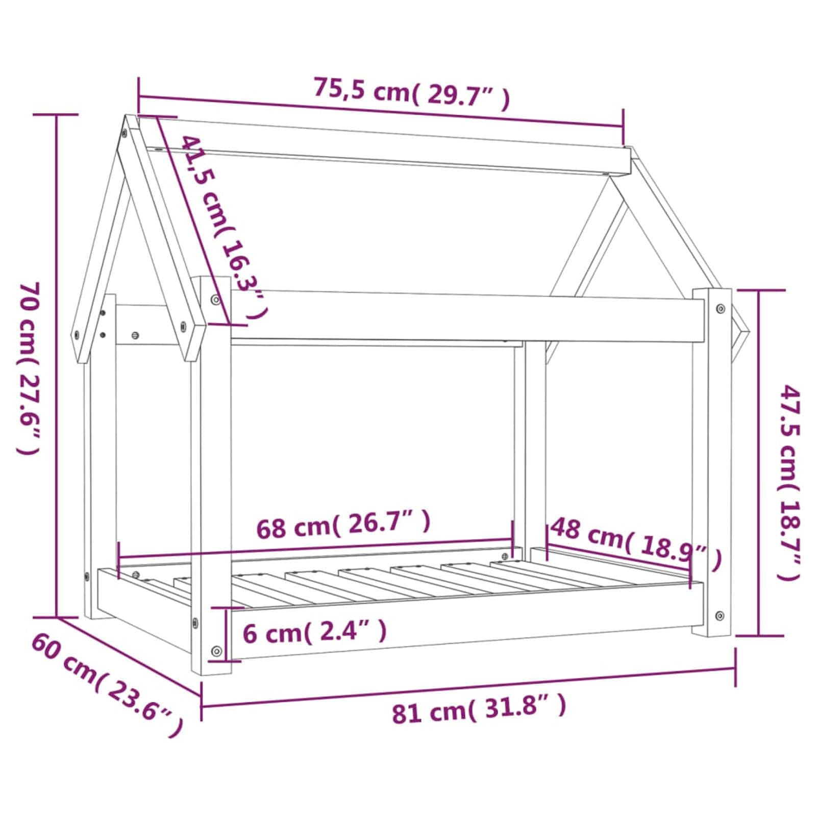 Homgoday Bursztynowe legowisko dla psa 81 x 60 x 70 cm z litego drewna sosnowego, wystrój klatki dla psa klatka dla psa wewnętrzna Kennel dla psów klatki dla psów na zewnątrz ogrodzenie dla psa