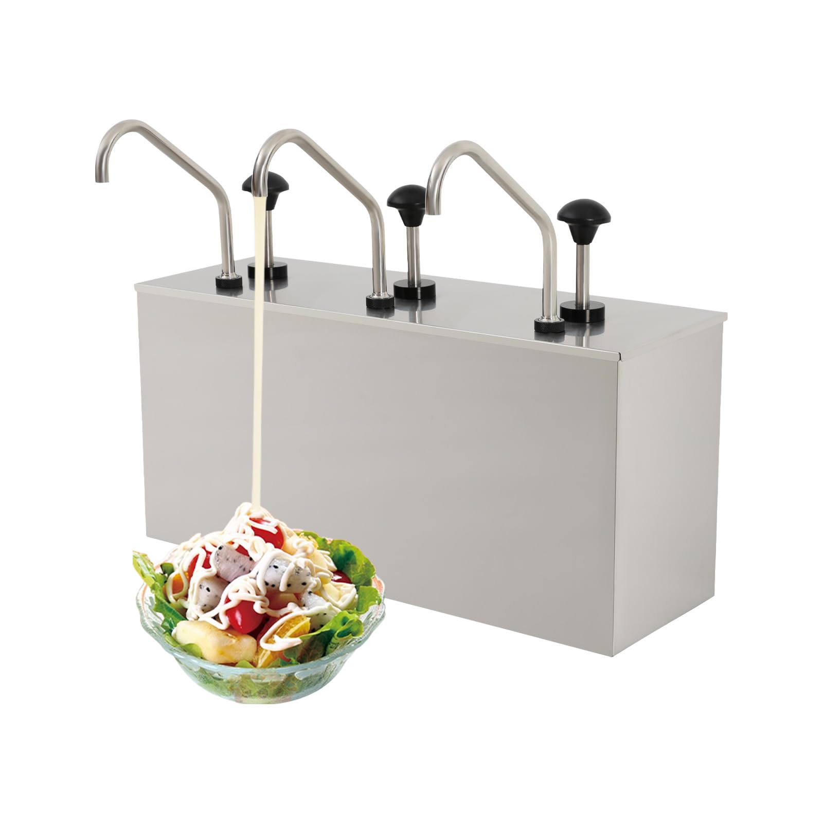Dispenser per salse in acciaio inox, 3 × 4 l, dispenser a pompa con 3 pompe per ketchup, maionese, senape e condimento, pompa per salsa da 12 litri con dosaggio preciso, per ristoranti, mense
