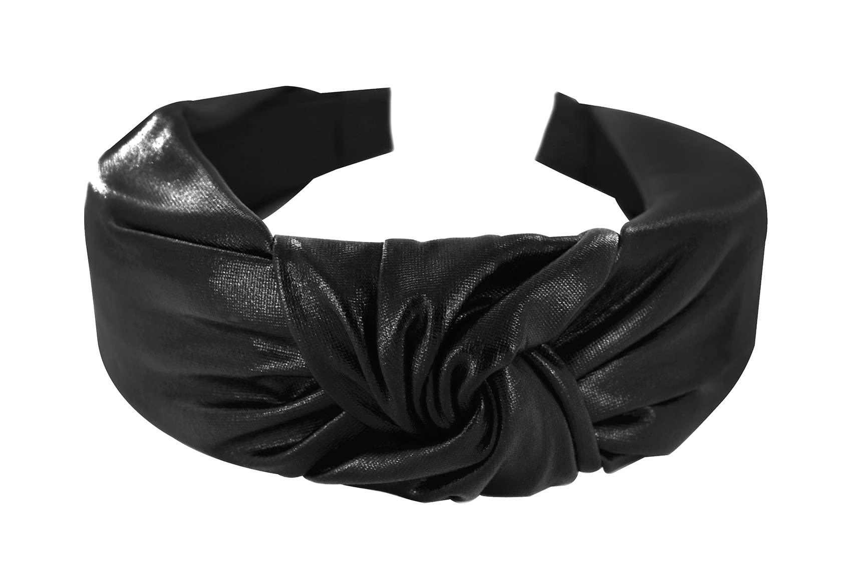 axy Wide Headband with Knot Metallic Colour - Women's Headband in Metallic Look Headband Hair Accessories HR35G (Black)