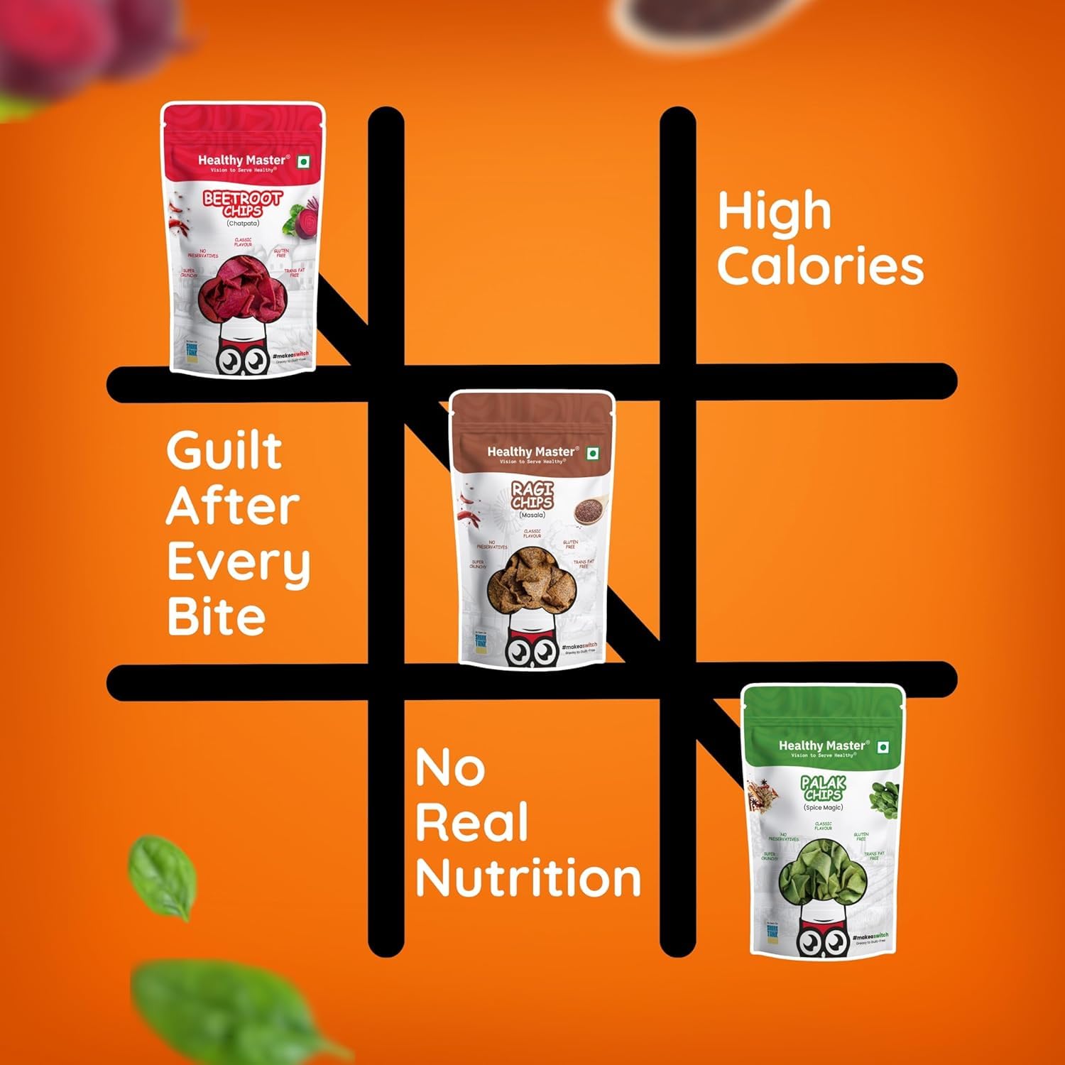 Healthy Master Millet Chips Combo 210g (7x30g) | Source of Protein | Gluten Free Snacks | No Preservatives | Made with Ragi, Quinoa, Oats, Beetroot, Palak, Jowar & Soya | No Palm Oil 2