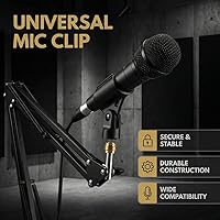 Vista 9 de Universal Microphone Clip Holder, Comes with 5/8" Male to 3/8" Female Screw Adapter Suitable for Handheld Microphones, 2-Pack