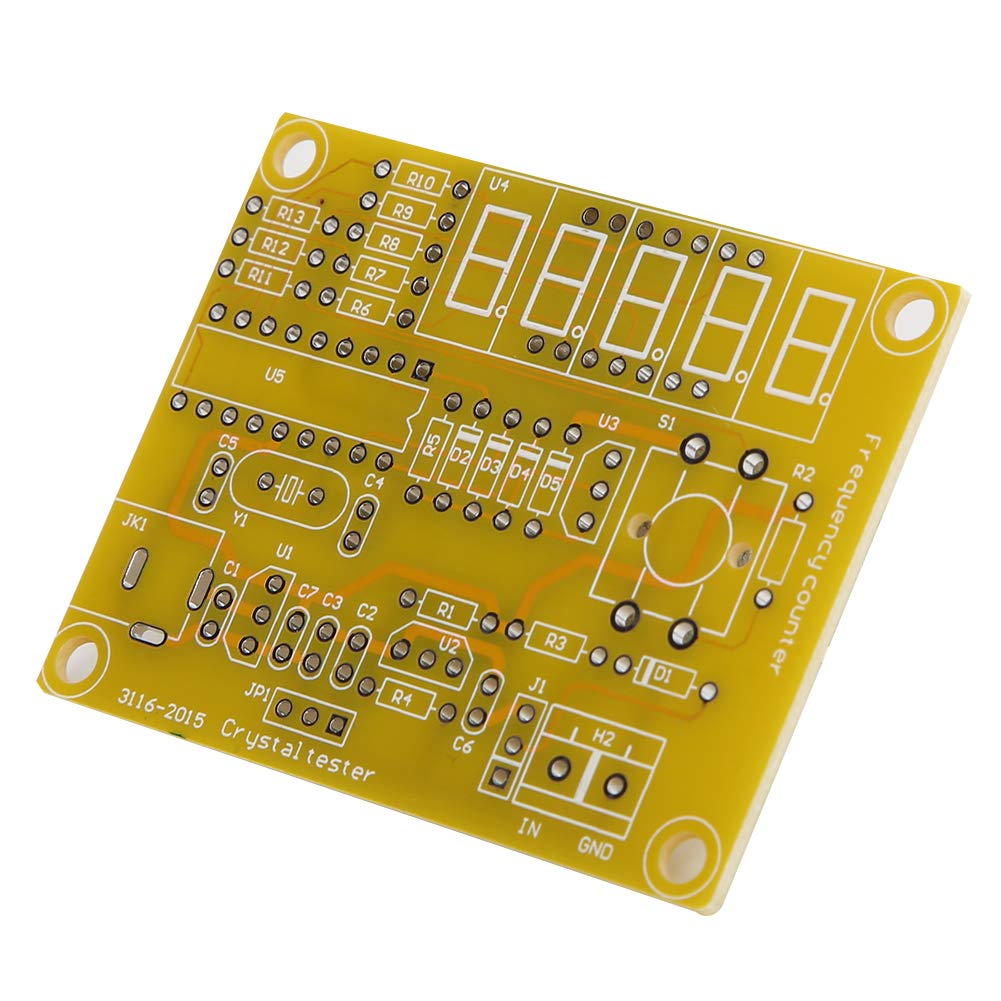 Module de Compteur de Fréquence 1Hz-50MHz Module de Testeur D'oscillateur à Cristal Kit de Bricolage avec Boîtier Jaune