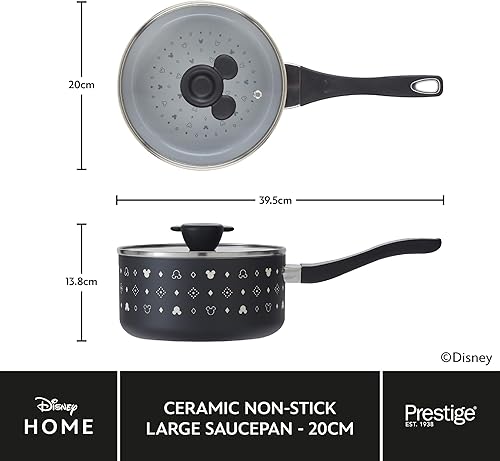 Miniatura 7 de Prestige Disney - Juego de 3 cacerolas antiadherentes de cerámica monocromática con tapas, 16, 18 y 7.9 in, sin PFAS y PFOA, utensilios de cocina no