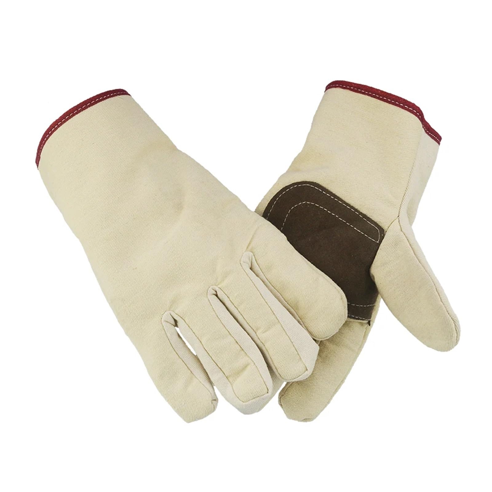 10 Pairs Canvas Welding Safety Work Gloves w/Palm Cowhide Reinforcement Thickened Liner Wear-Resistant & Anti-Slip