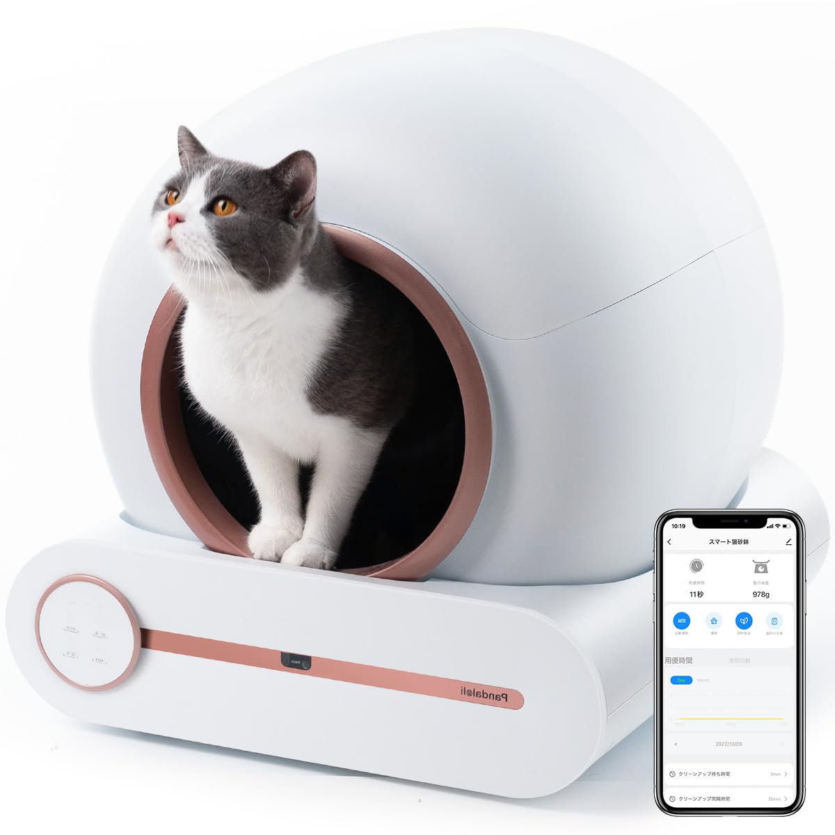 Amazon | Pandaloli 猫 自動トイレ 大型：スマホ センサー付き 飛散  