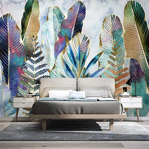 Papier Peint Mural 3D Feuilles Colorées pour Dissimuler Défauts Mur