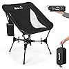 Gonex Portable Camping Chair, The 5th Gen Ultralight Compact Backpacking Foldable Lightweight Folding Chair for Outdoor Camp Hiking Beach Picnic Concert, Supports 330lbs (Black, 1 PCS)