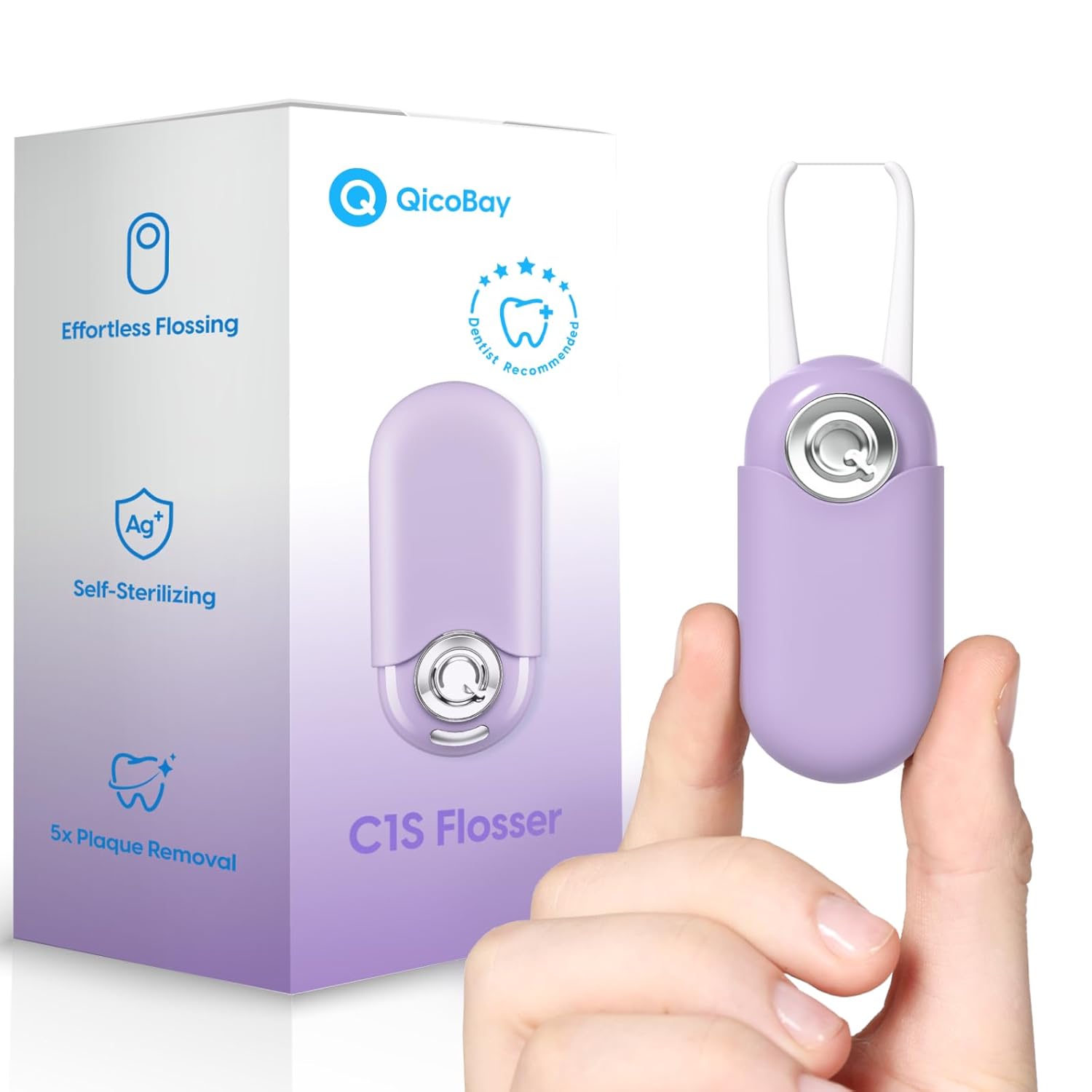 UpFlosser C1S Reusable Auto-Restringing Flosser with Replaceable Floss Capsule Quick Deep Clean Portable On-The-Go Flosser Recyclable Zero-Waste Design
