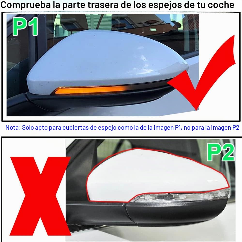 1 par vista trasera espejo cubierta izquierda derecha espejo lateral cubiertas tapas para VW Golf 7 MK7 7.5 GTI 7 Golf 7 R (Negro brillante)