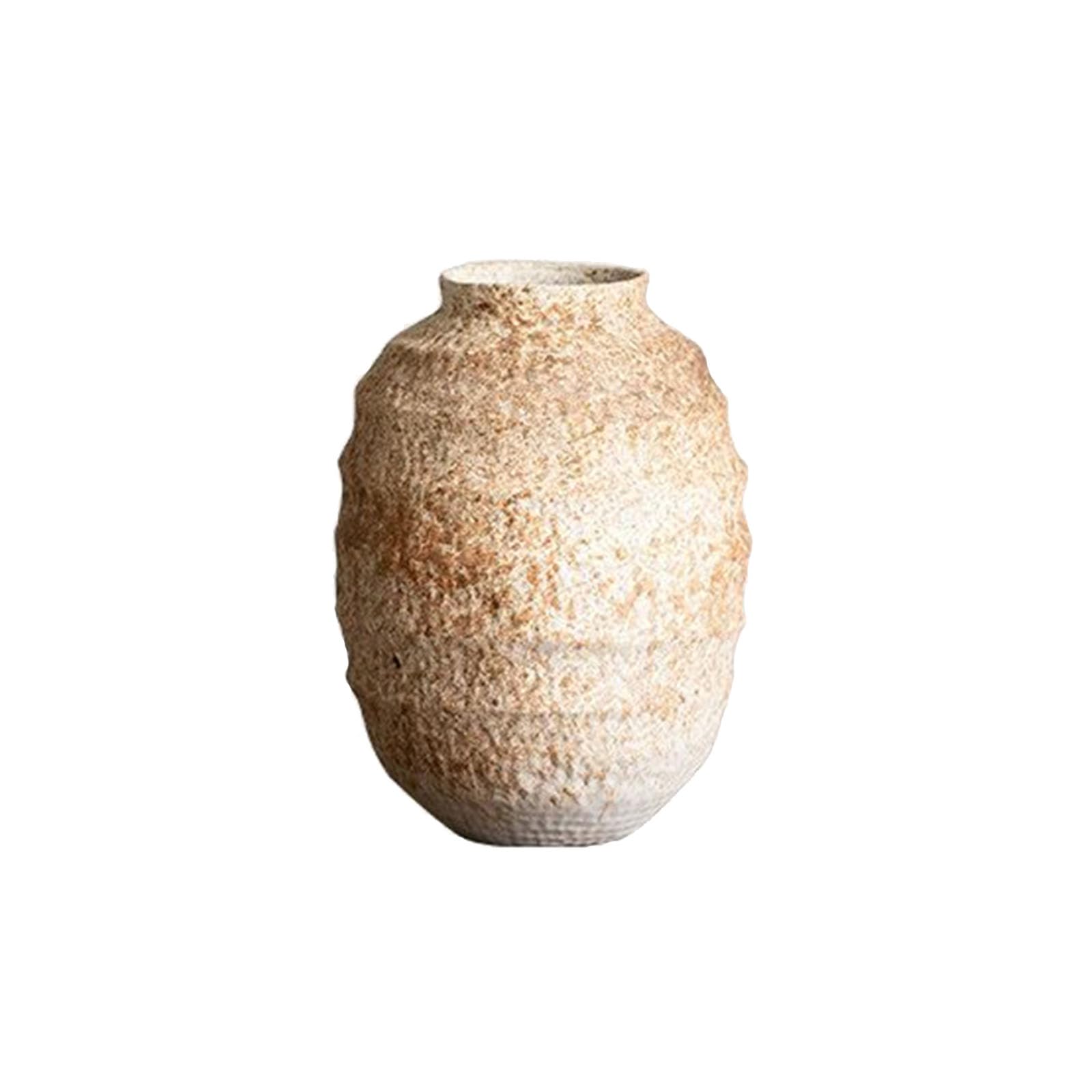 Vintage Countertop Ceramic Vase, Simple Dried Flower Vase, Decoration for Living Room, Bedroom, Study, Entrance Hall, Hotel, Farmhouse(Size:25 * 25 * 34CM,Color:Natural color A)