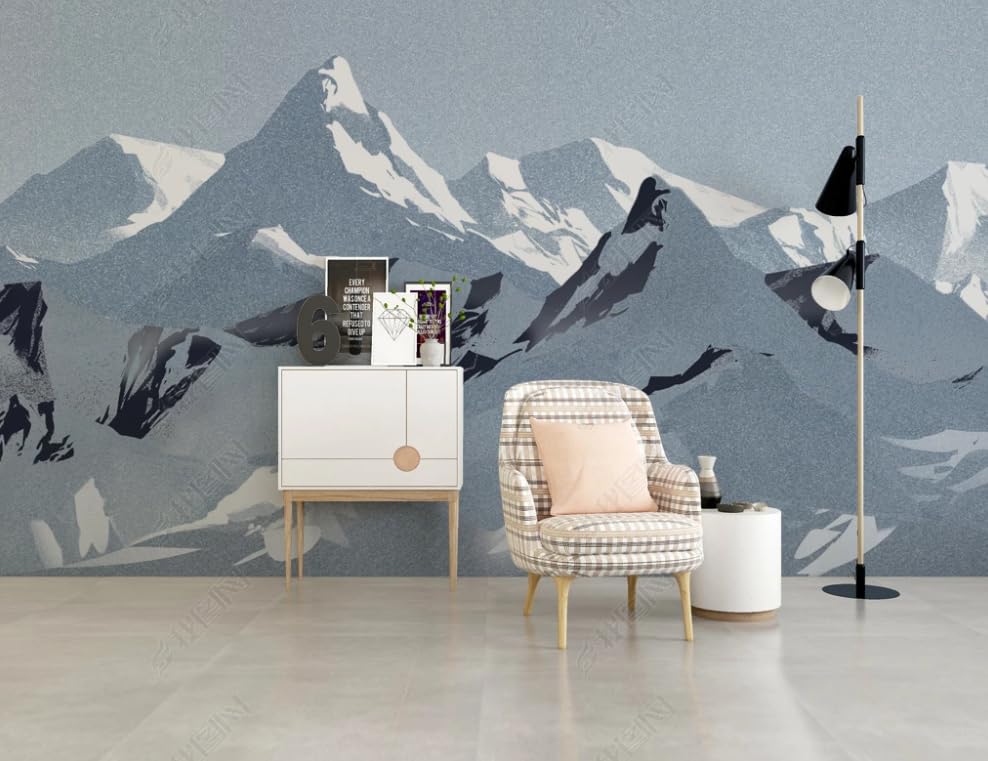 Papier Peint Intissé Snow Mountain Peak Grand Format Abstrait - 3