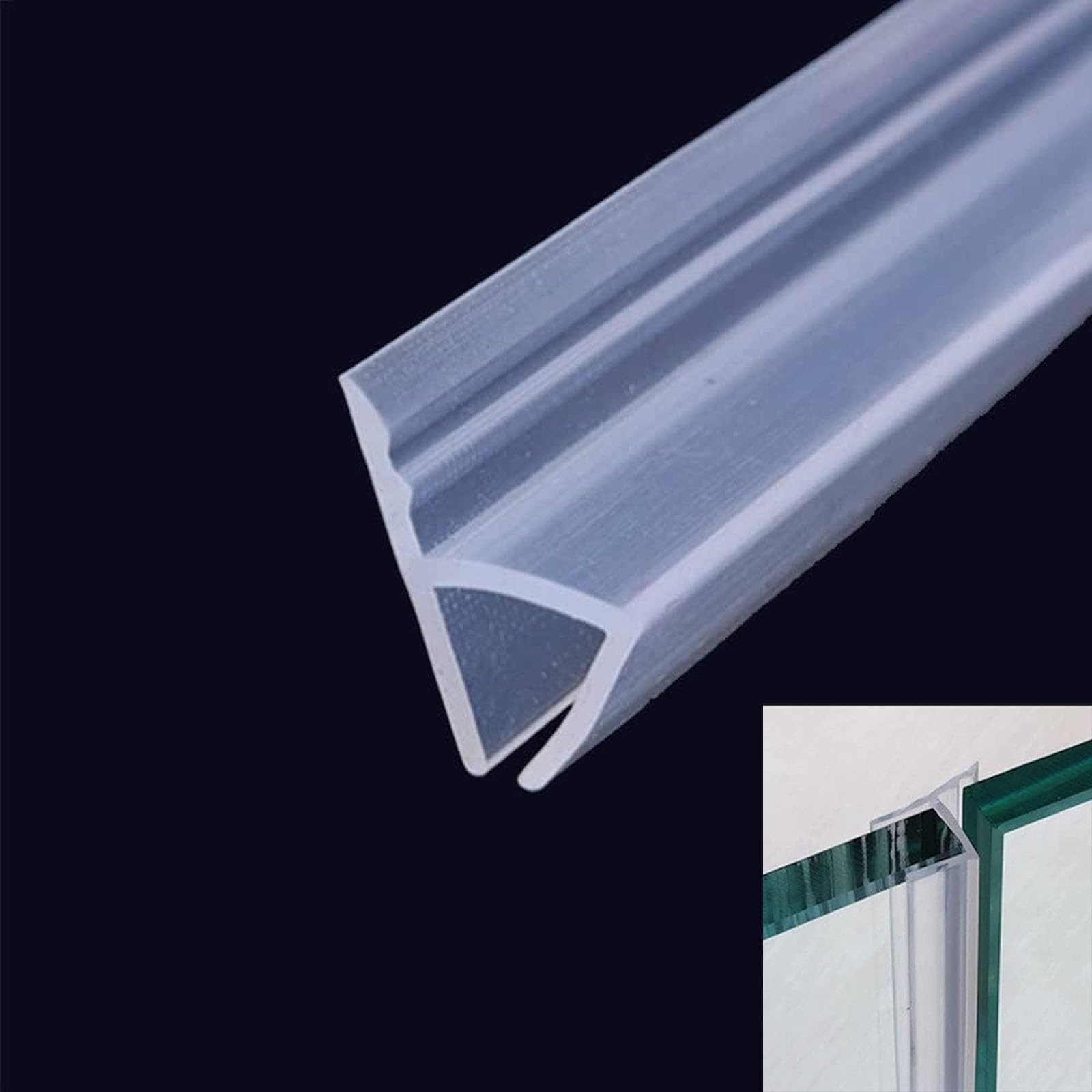 ACESOME Shower Screen Seal Strip, 2m Shower Door Seal Strip for Glass Bath Shower Screen Door Seal Strip, h-Type Shower Seal can Seal 0-10mm Gaps, Suitable for 8mm Thick Glass — image 1