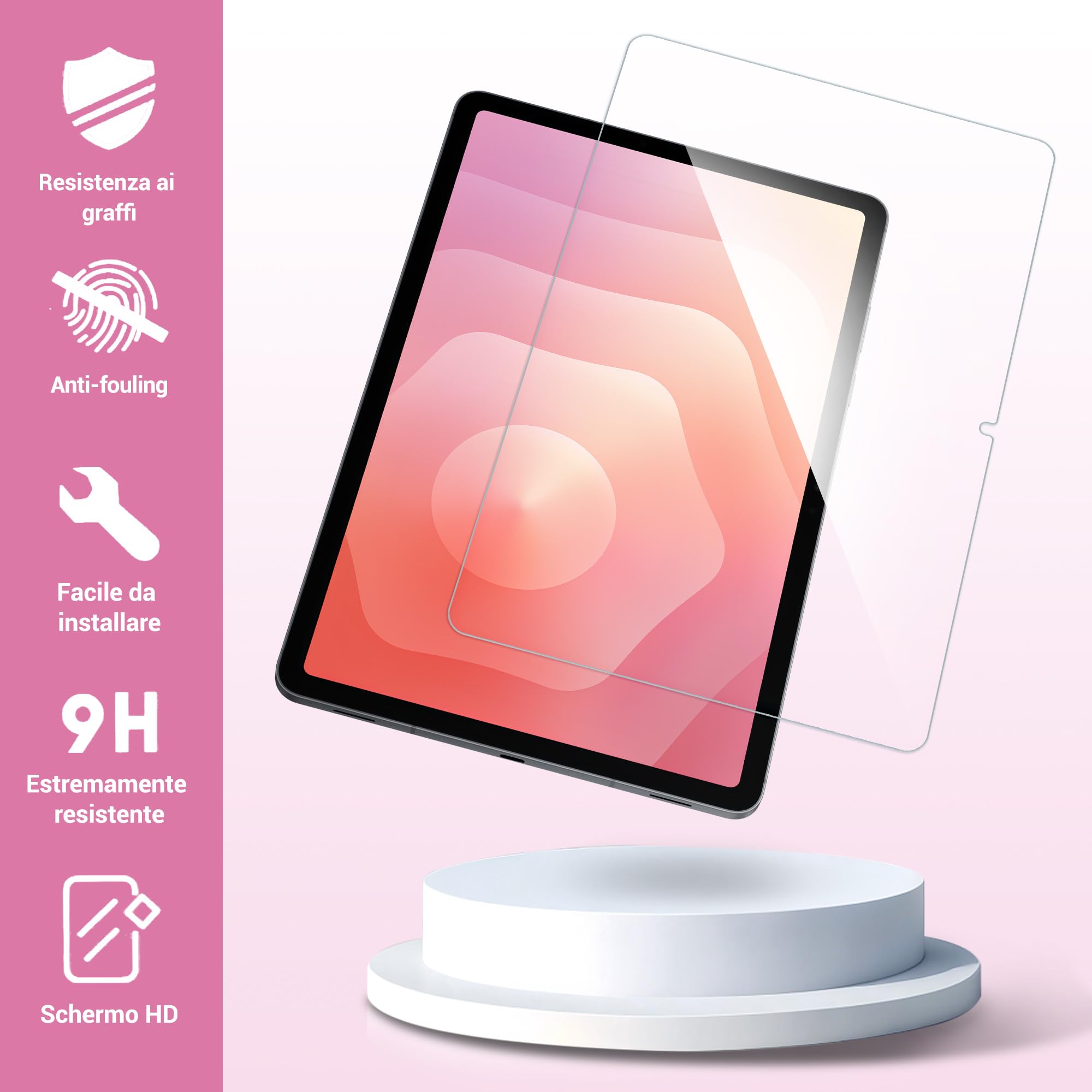 Pellicola Protettiva in Vetro Temperato 9H per Samsung Galaxy Tab S10 Lite / S10 FE / S9 FE 10,9 Pollici, Anti Graffio
