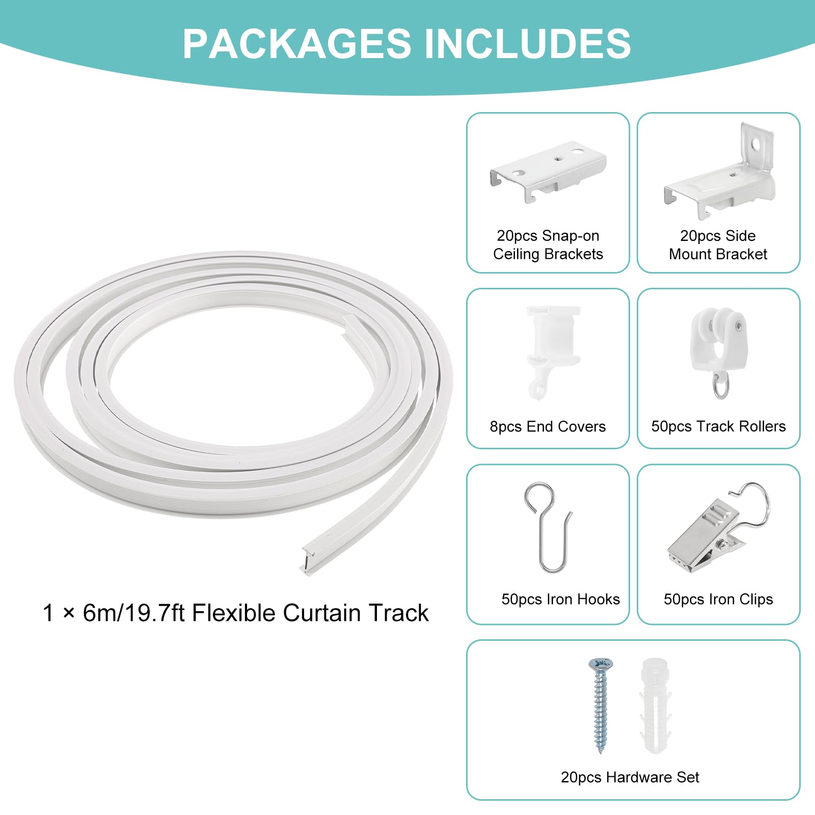 Dyna-Living 6 m/6 m flexible biegbare Deckenvorhangschiene