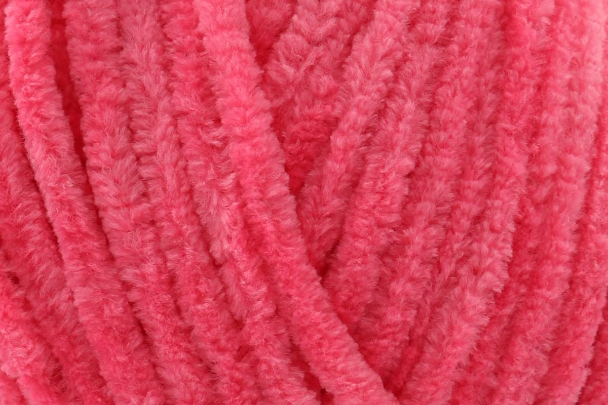100g James C Brett Flutterby Chunky Yarn - 100% Polyester Chenille Texture Wool for Crochet Knitting Baby Garments - Candy Pink (B47)