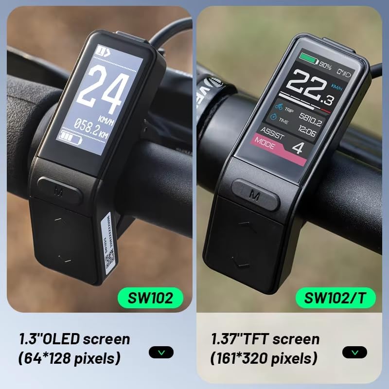SW102/T display mounted on a bicycle handlebar