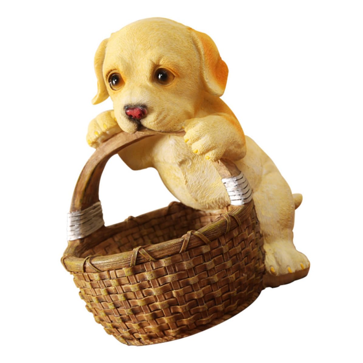 Cesta Decorativa Estatua de Perro, Resina Naranja, Llaves