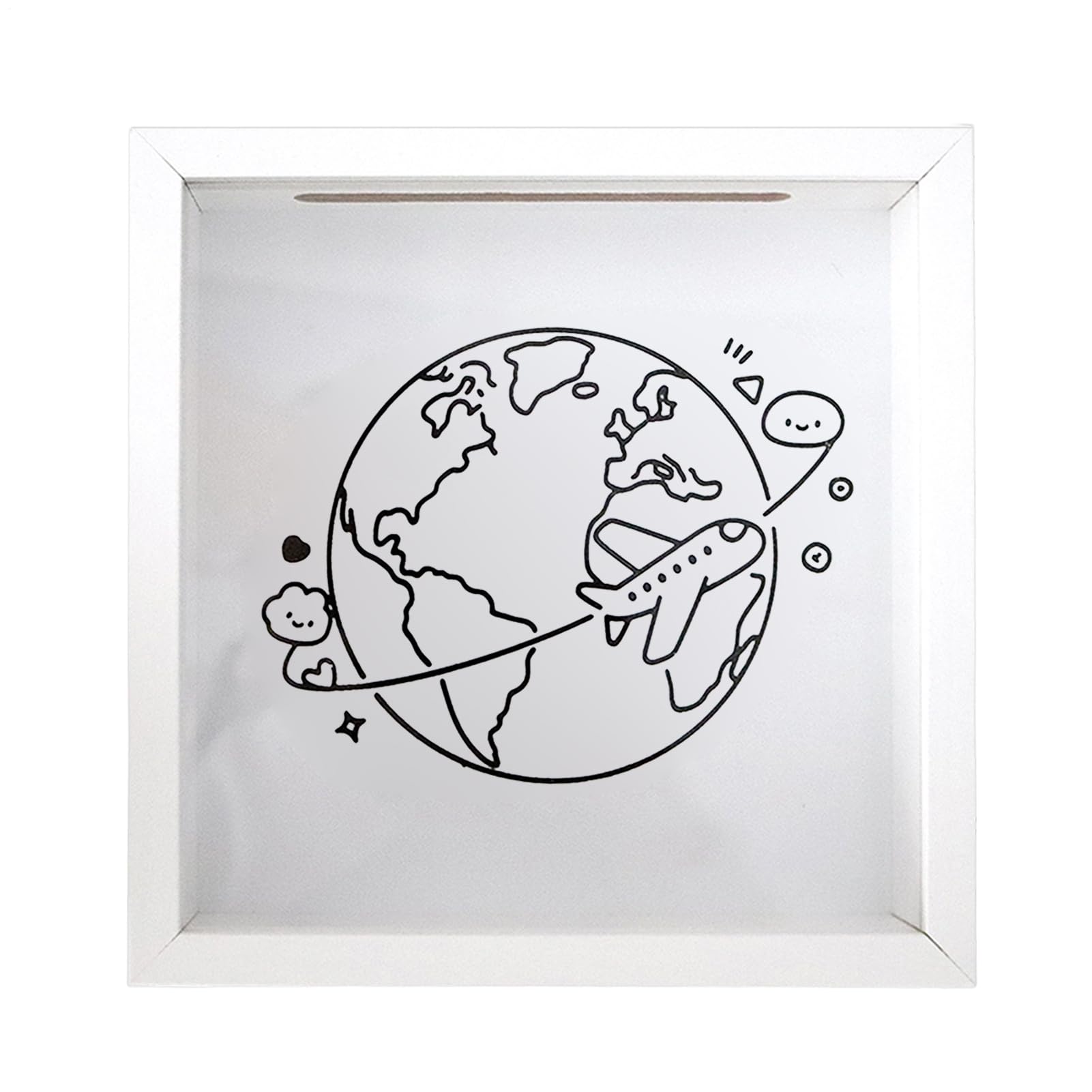 Marco de fotos de recuerdos de viaje y tema espacial con gancho para pared y mesa