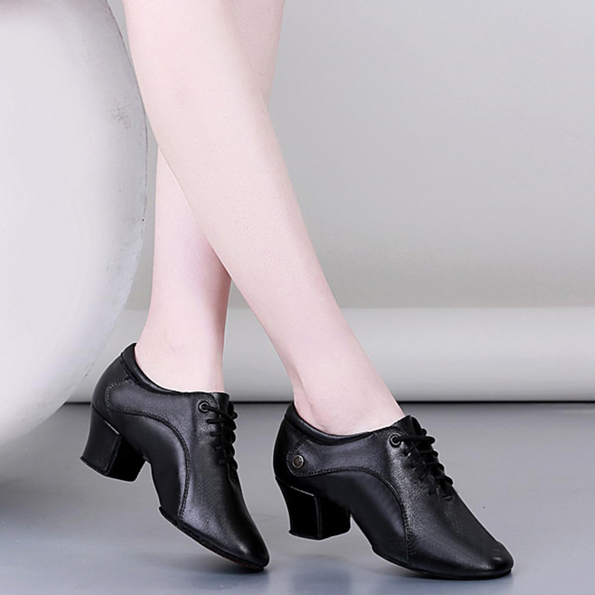 Zapatos de Baile Latino para Mujer Ligero Flexible Cerrados Zapatos de Moderno salón Salsa Chacha Tango 5cm Tacón
