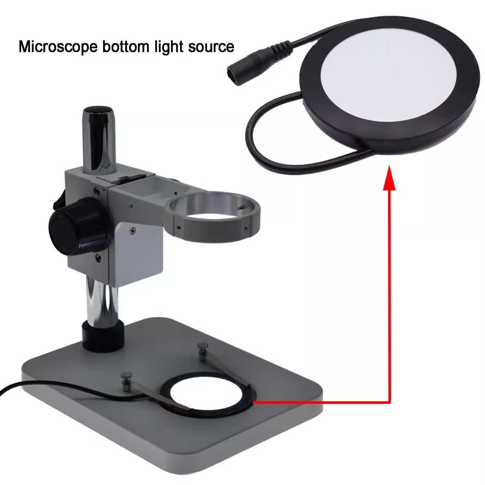 Lampa LED z mikroskopem pierścieniowym, źródło światła od dołu, regulowana jasność, 6000-6500 K, eliminuje refleksy cienia, do stereomikroskopów dwuokularowych i trójokularowych