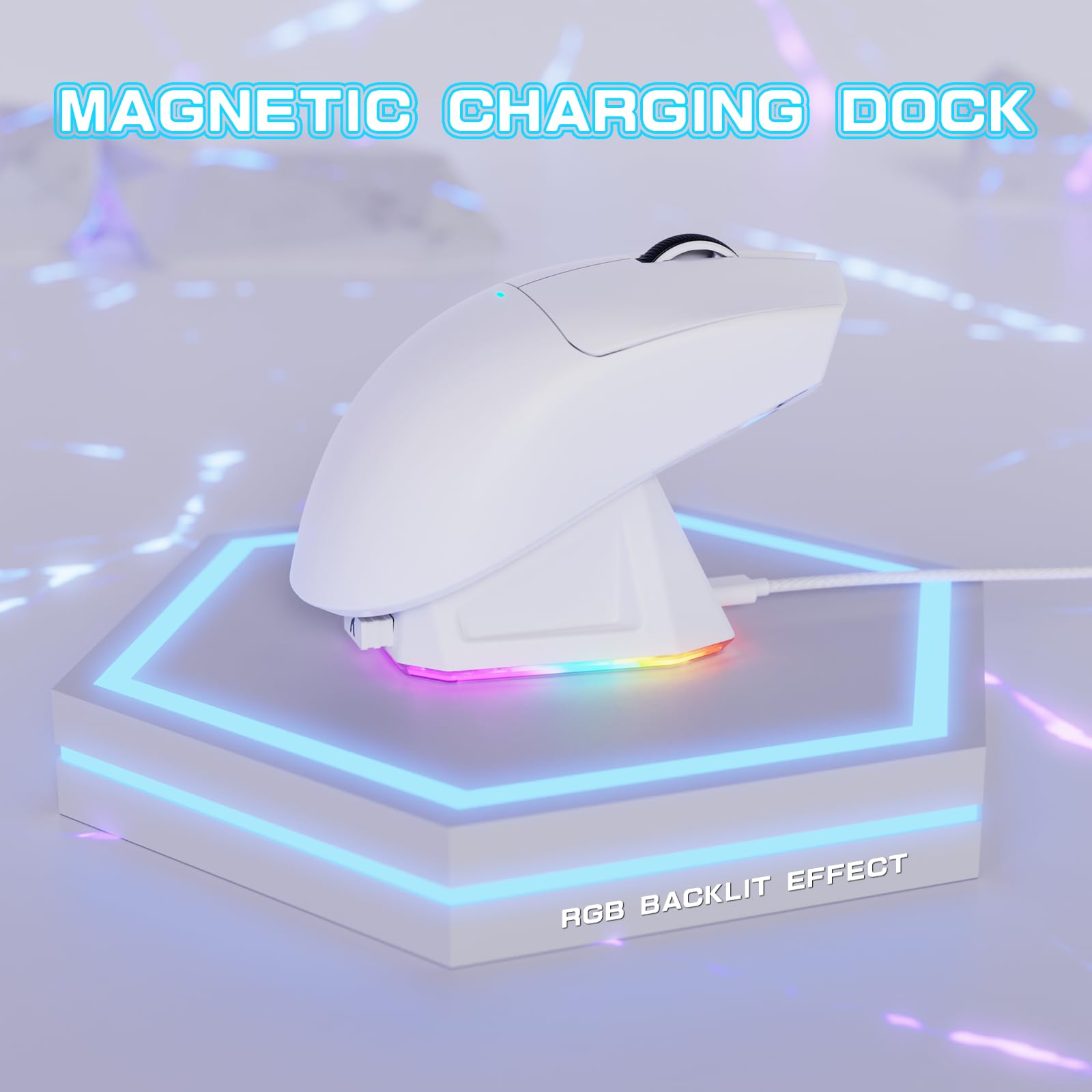 MAMBASNAKE × Attack Shark Clavier et Souris sans Fil à commutateurs magnétiques, Clavier à déclenchement Rapide 8 khz, Souris Gaming trimode 59g pour pc/Mac(Blanc)