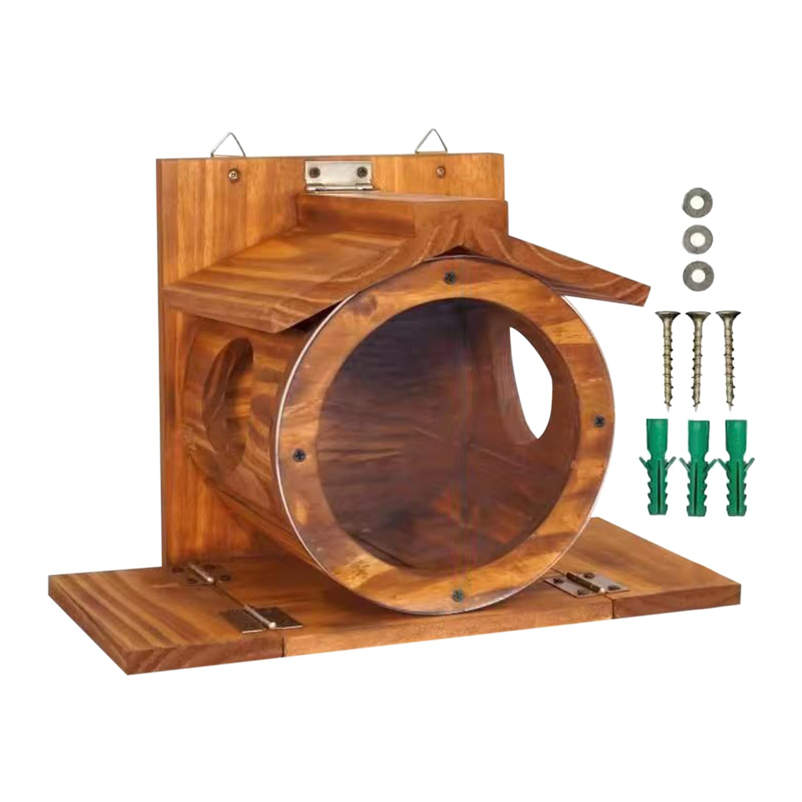 Mangiatoia per scoiattoli in legno, con fori di ventilazione, scatola resistente alle intemperie per noci, pannocchie, fieno, cibo, scoiattoli, giardino, recinzione, albero, cortile