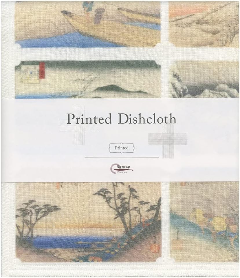 Nawrap Printed Dishcloth, Made in Japan, Durable and Absorbent, Ukiyoe Edo Hyakkei by Hiroshige
