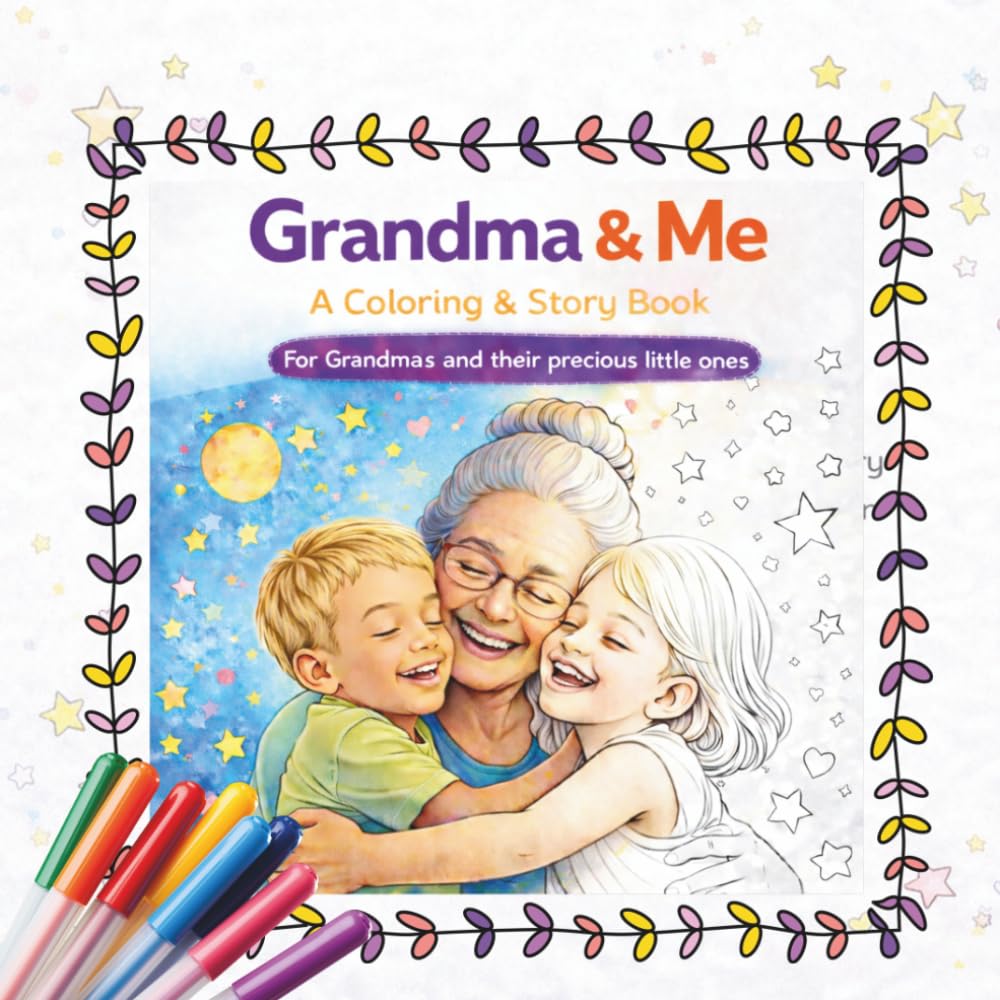 Grandmother and Grandchild Coloring Book (Grandma & Me): Bold & Easy Bonding Activities with Sweet Affirmations for Ages 3–7 (& Me Family Series)