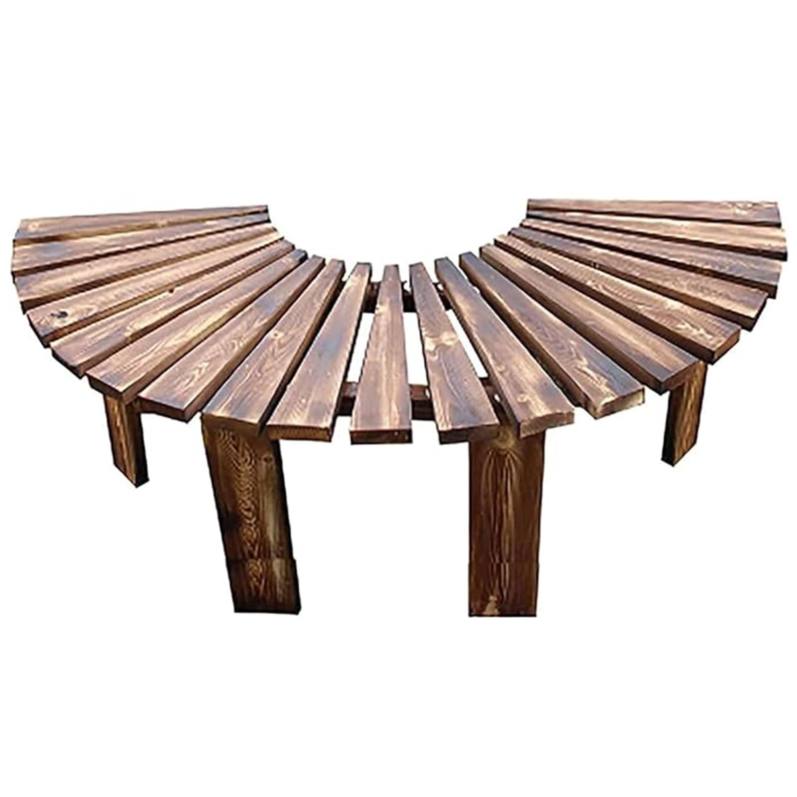 Garden Semi-circular Tree Bench, Weatherproof Solid Wood Outdoor Patio Furniture Seat for Porch, Backyard, Park(Brown)