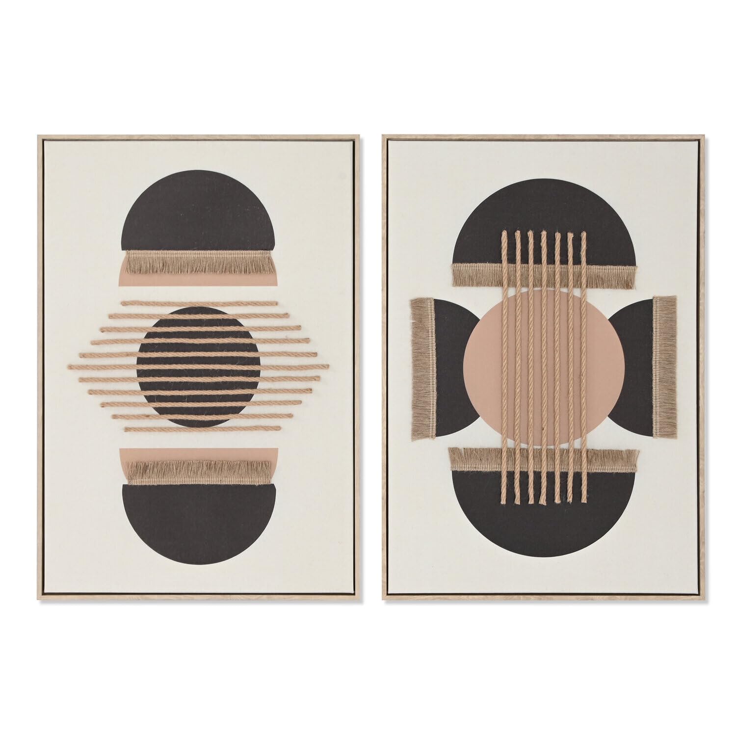 Cuadro lienzo yute boho 3d pour réchauffer un mur blanc froid sans peindre
