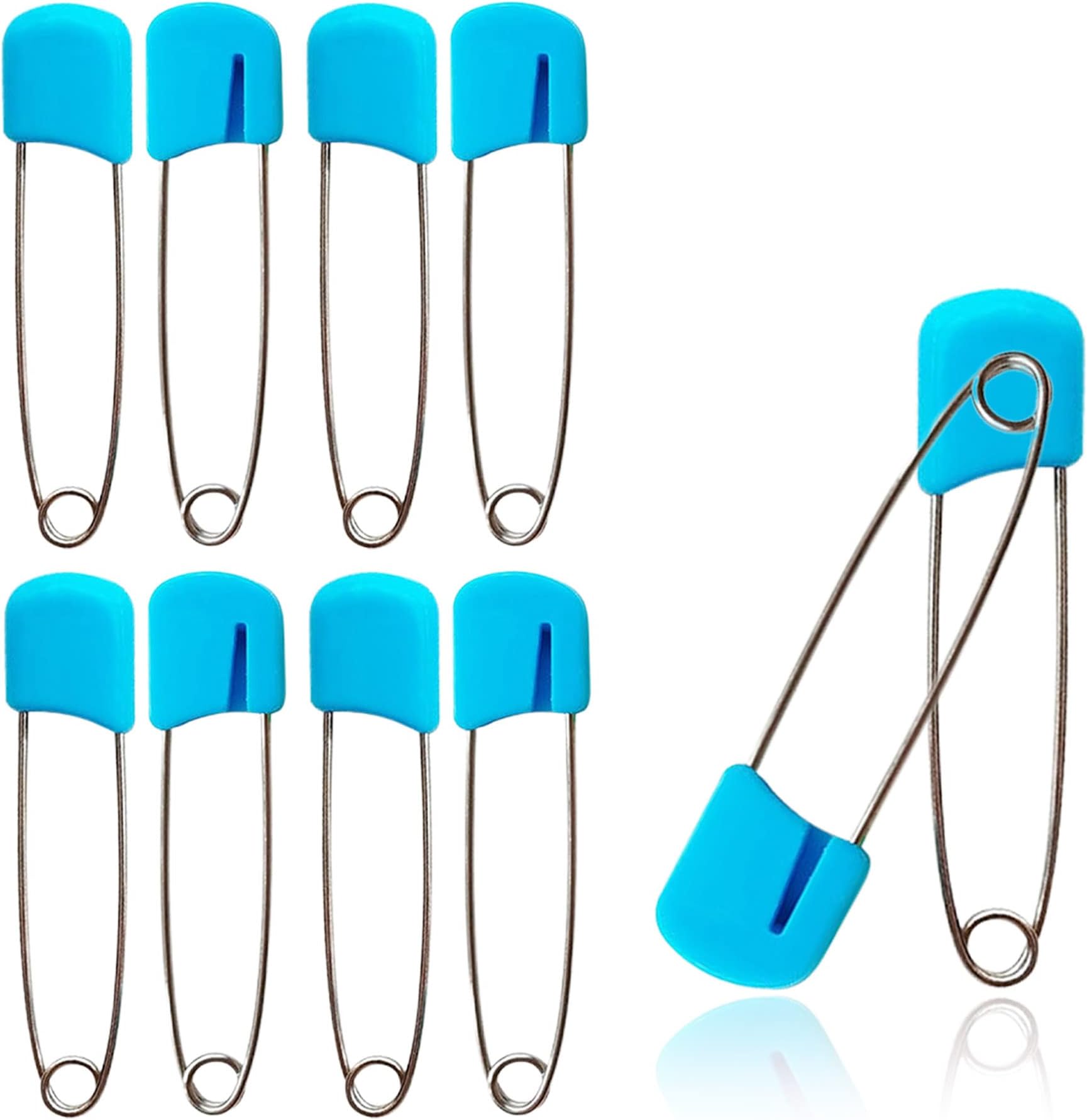 Lxnoap 10 pcs Cloth Diaper Pins Stainless Steel Traditional Safety Pin (Blue)