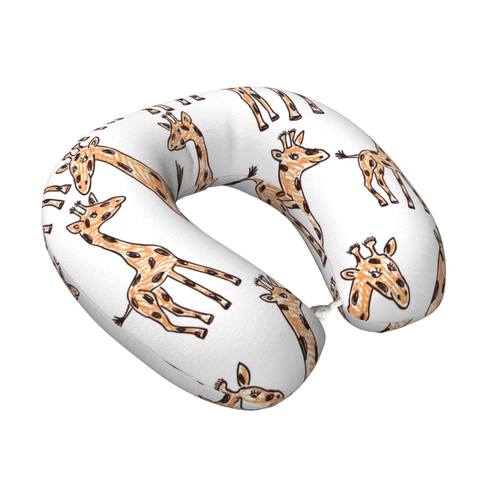 LKYMOH Giraffe Background, Travel Neck Pillow U-Shaped Memory Neck Support Soft Comfortable With Washable Cover For Airplane Car Traveling and Office