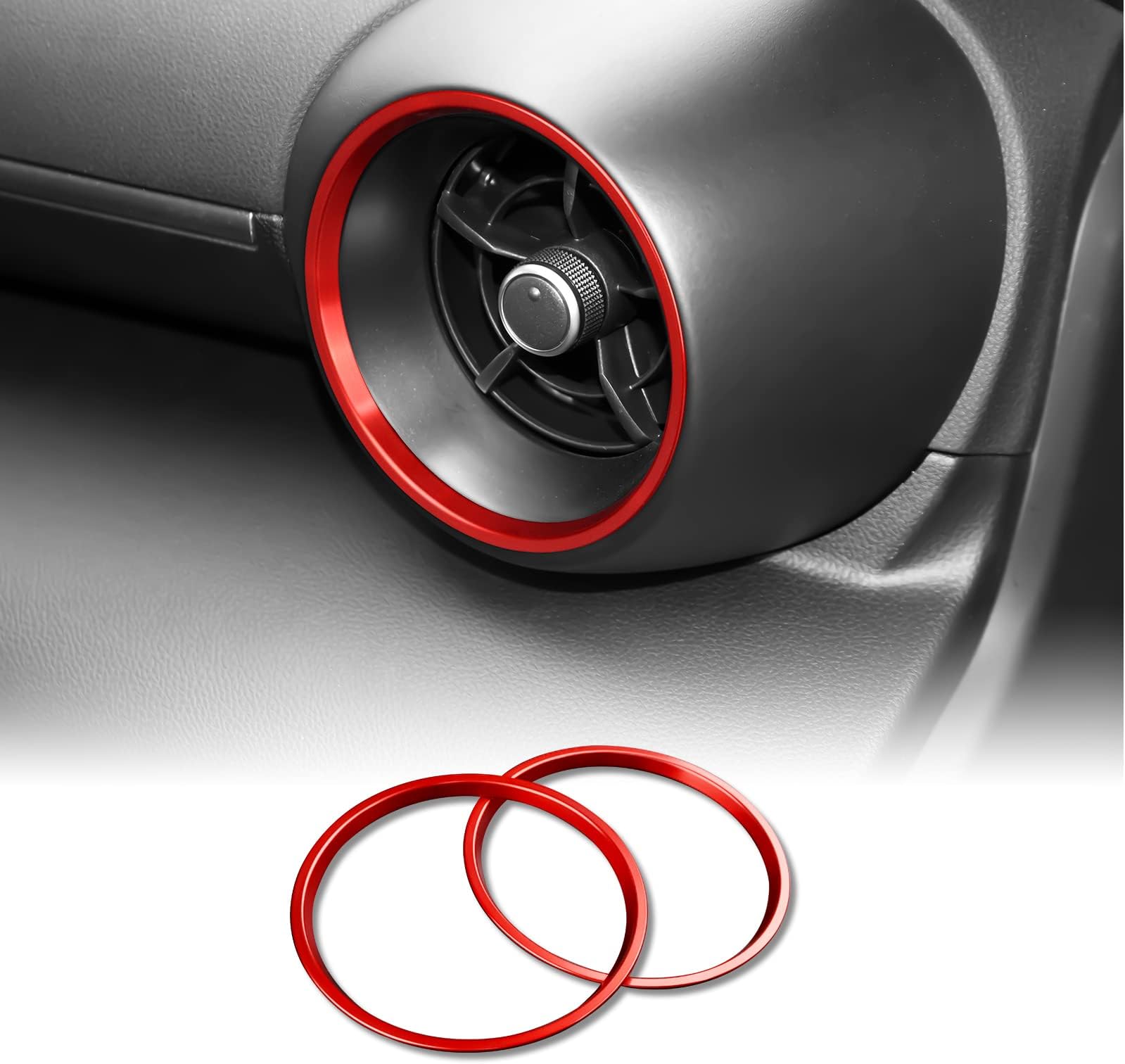for Toyota GR86 Subaru BRZ 2021 2022 2023 2024 Aluminum AC Outlet Vent Cover Decorative Ring Sticker Interior Decoration Accessories 2 PCS Red