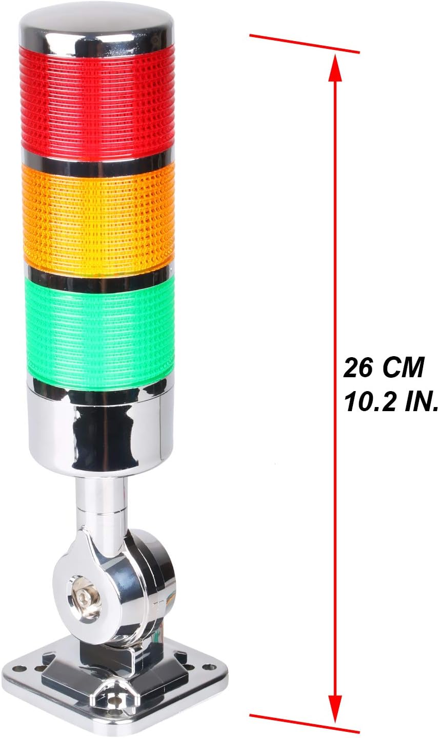 12-24V LED Stack Tower Lights, Industrial Warning Lights, Andon Lights, Column Signal Tower Indicator Lamp Beacon, Continuous/Flashing Light Switchable, 3 Level (with Buzzer) : Industrial & Scientific