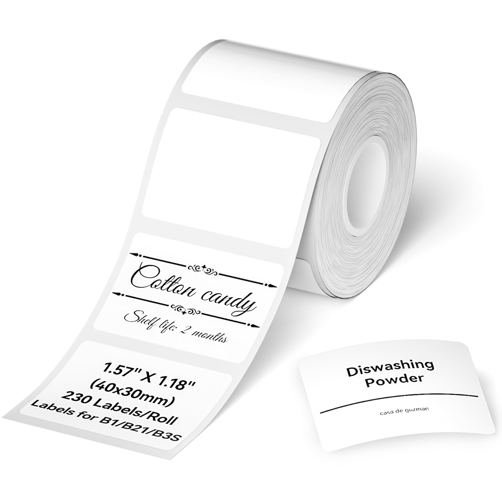 NIIMBOT Label for B1/B21/B3S Label Printer, 1.57" X 1.18" (40x30mm), 230 Labels/Roll, Thermal Sticker for Kitchen Jar/Bakery/Grocery/Barcode/Address/