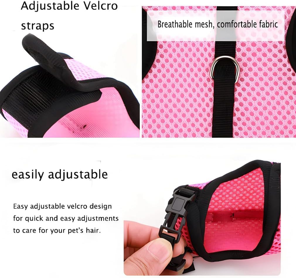 Rabbit Harness and Leash Escape Proof Soft Mesh Bunny Leash and Harness Set | Blue, Breathable Mesh Prevents Overheating,Dual Adjustable Tape Quick Buckle Anti-escape,For Rabbits Ferret and Small Animals