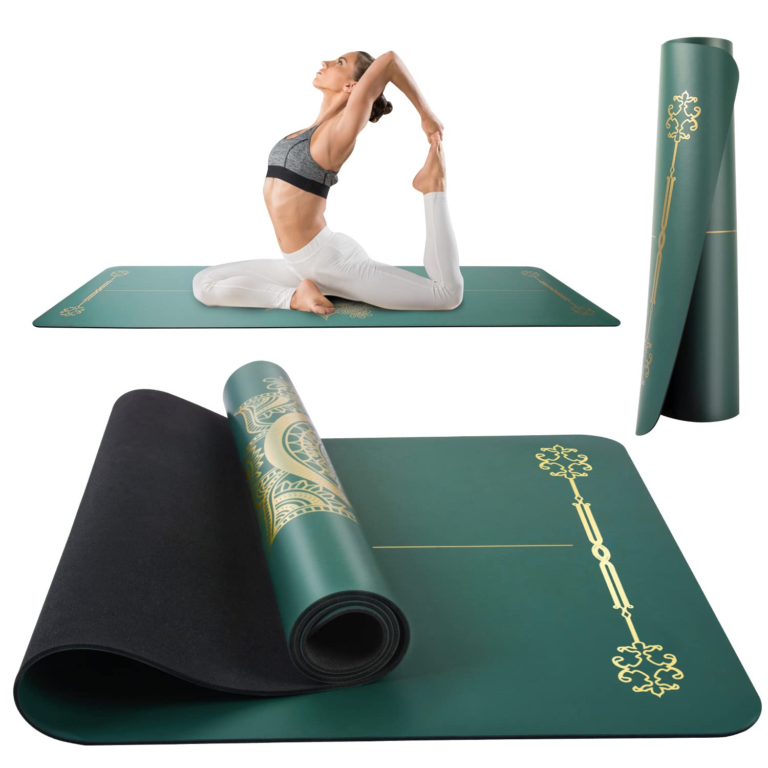Extra Large Yoga Mat HAPBEAR - 72"x48"x6mm (1/4 Inch), Non-Slip, Durable, Eco-Friendly, Thick Wide Exercise Mat For Home Workouts, Yoga, Pilates, Stretching, Meditation (Barefoot Exercise Work Out Mat