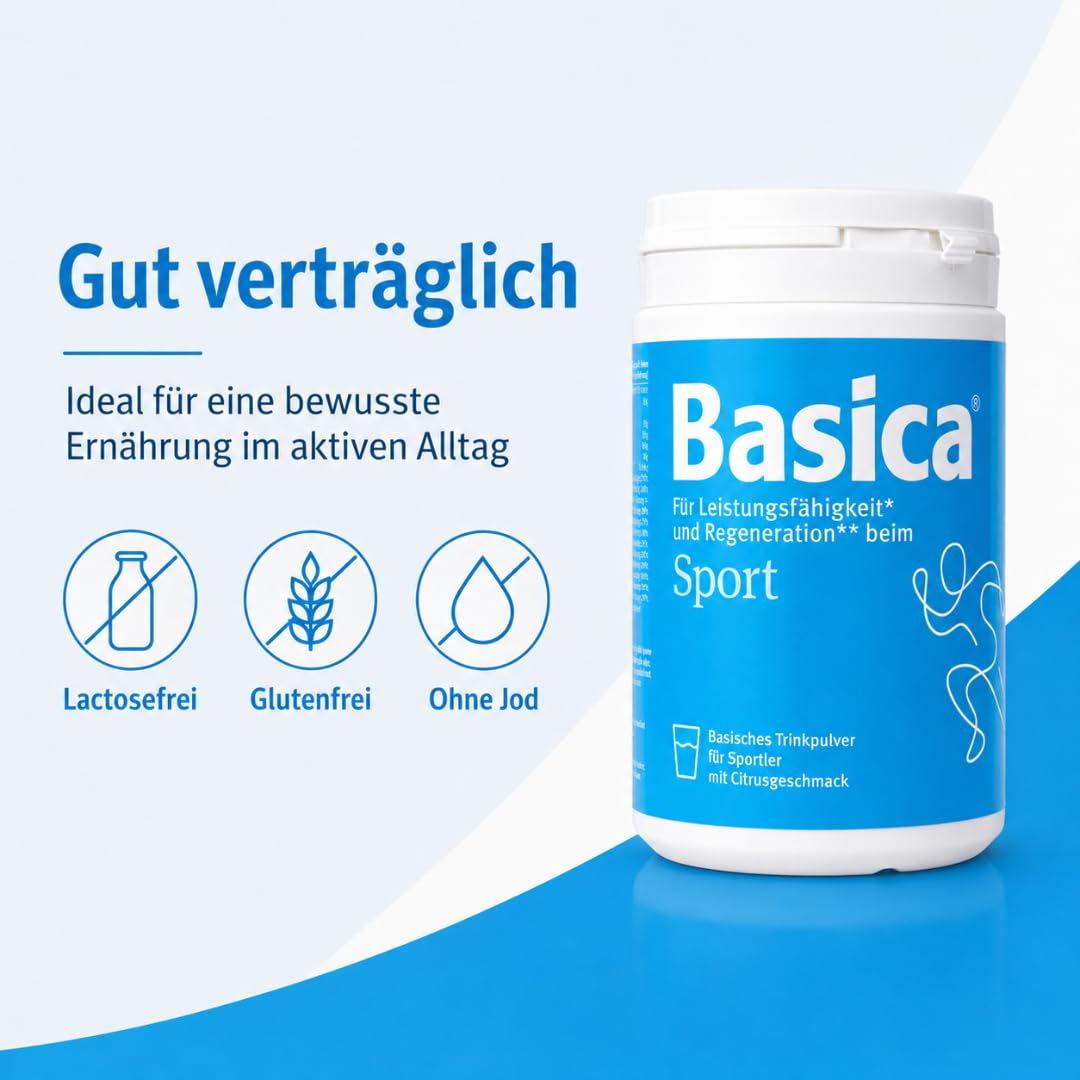Basica Sport 660 g | Basisches Trinkpulver | mit Pharma Perle Duschgel (2x) | Basisches, schnell lösliches Sportgetränkepulver mit Kohlenhydraten, Elektrolyten, Mineralstoffen und Vitaminen