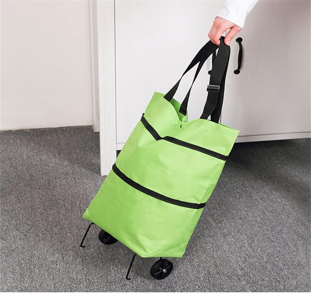 Carrito de la compra plegable con ruedas, bolsa de comestibles plegable para un fácil transporte, bolsas de compras reutilizables (azul, 30 x 27 x 12 cm), ideal para comestibles y mandados