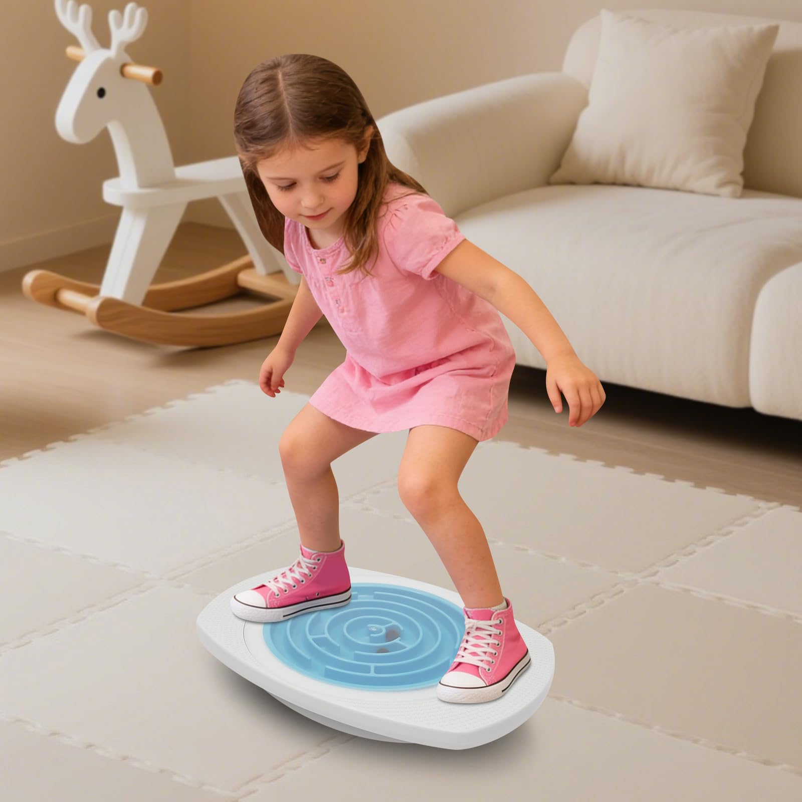 Kinder Balance Board mit Labyrinth, Geschicklichkeits- & Gleichgewichtstrainer ab 3 Jahren, fördert Motorik, Koordination & Konzentration, tragbar Balancierbrett für Zuhause & Schule, bis 80 kg
