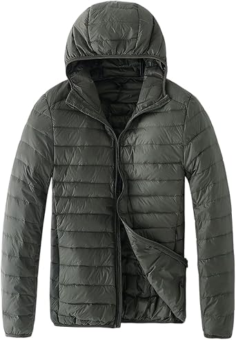 Ymosrh Mens Puffer Jackets Lightweight Hooded Insulated Winter Down Alternative Quilted Coat for Outdoor Hiking, M-3XL